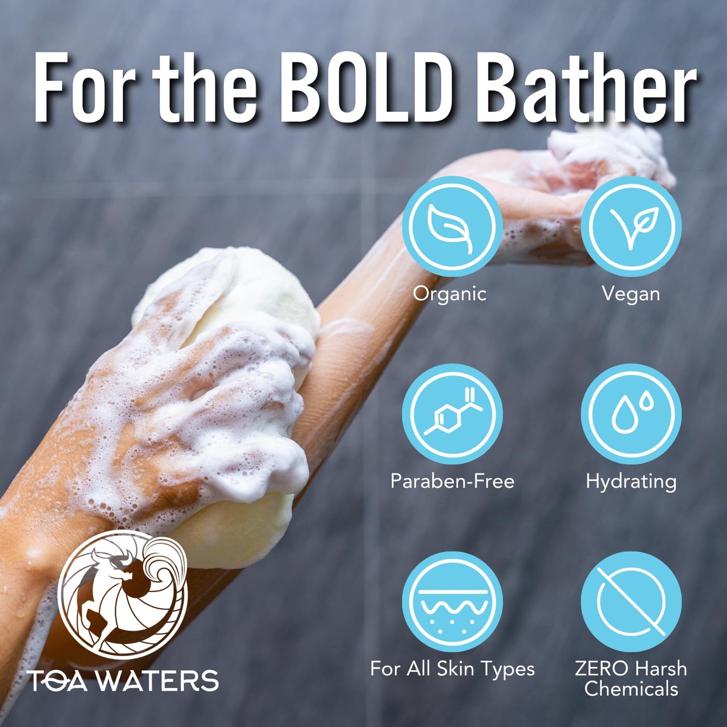 TOA Waters Crystal Winds Body Wash, Lavender & Limewood – Relaxing Sulfate-Free Shower Gel, Organic Aloe & Green Tea, Vegan Hydrating Cleanser