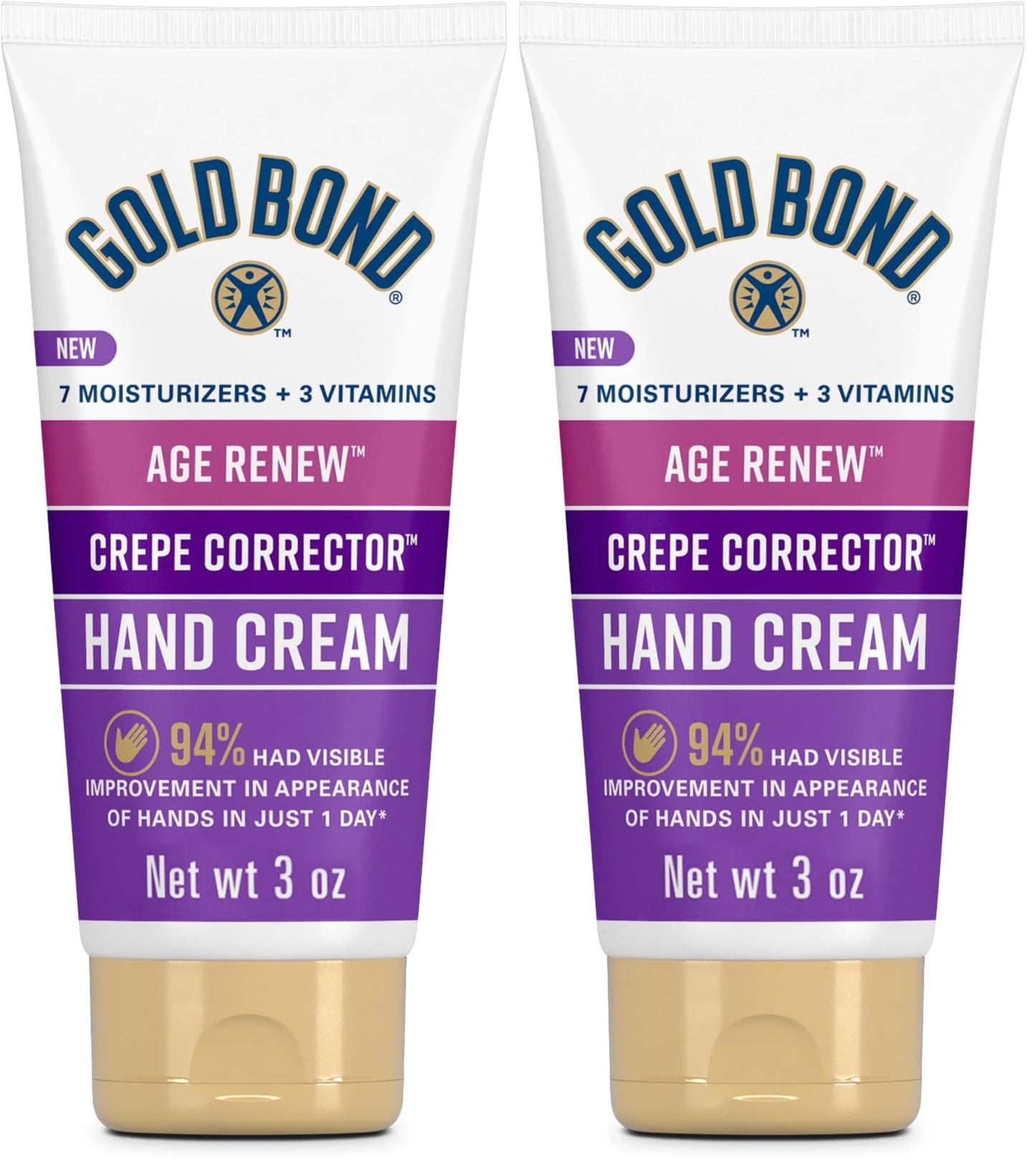 Gold Bond Age Renew Crepe Corrector Hand Cream, Replenishing & Smoothing Formula, 3 oz. (Pack of 2)