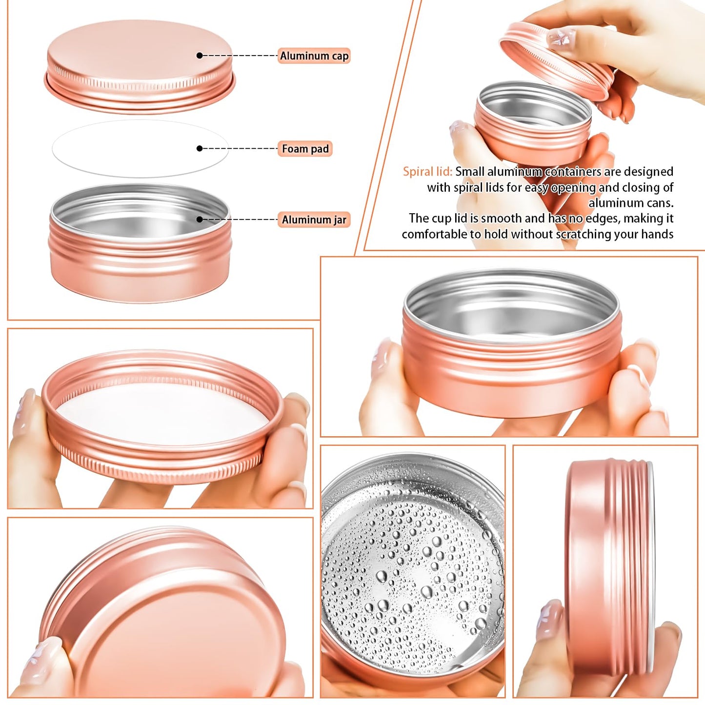 MotBach 16 Pack 2oz Tin Jars, 60ml Metal Tin cans, 2Ounce Aluminum tin can jar Containers with Screw Lid for Lotion Bars, Toiletries, Creams, Samples, Makeup Cosmetic, Spices, Salve, Balms, Beard Balm