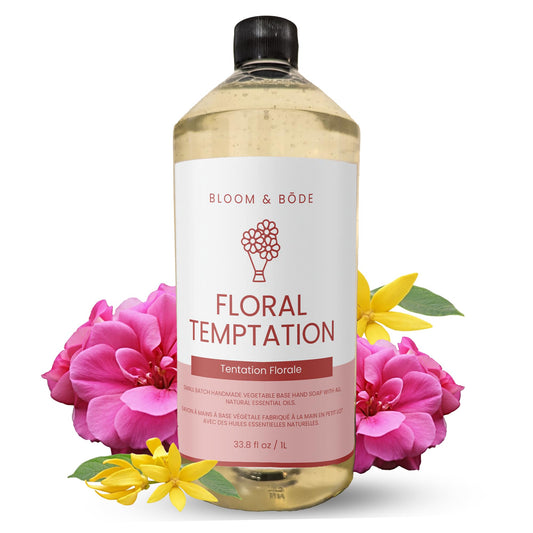 Luxury Liquid Hand Soap Refill - Natural Scented Hand Wash - Gentle Hand Soap with Essential Oils & Aloe Vera - Moisturizing Handwash for Bathroom and Kitchen - Floral Temptation Scent, 33.8 fl oz