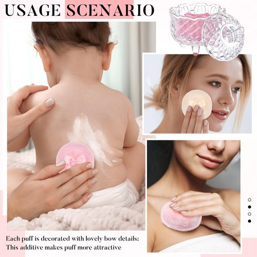 Tioncy 3 Pcs Large Body Powder Puff and Container Powder Container with Puff Powder Puff Crystal Container Soft Washable Reusable Velour Face Body Glitter Powder Puff Wet Dry Makeup (Clear,Butterfly)