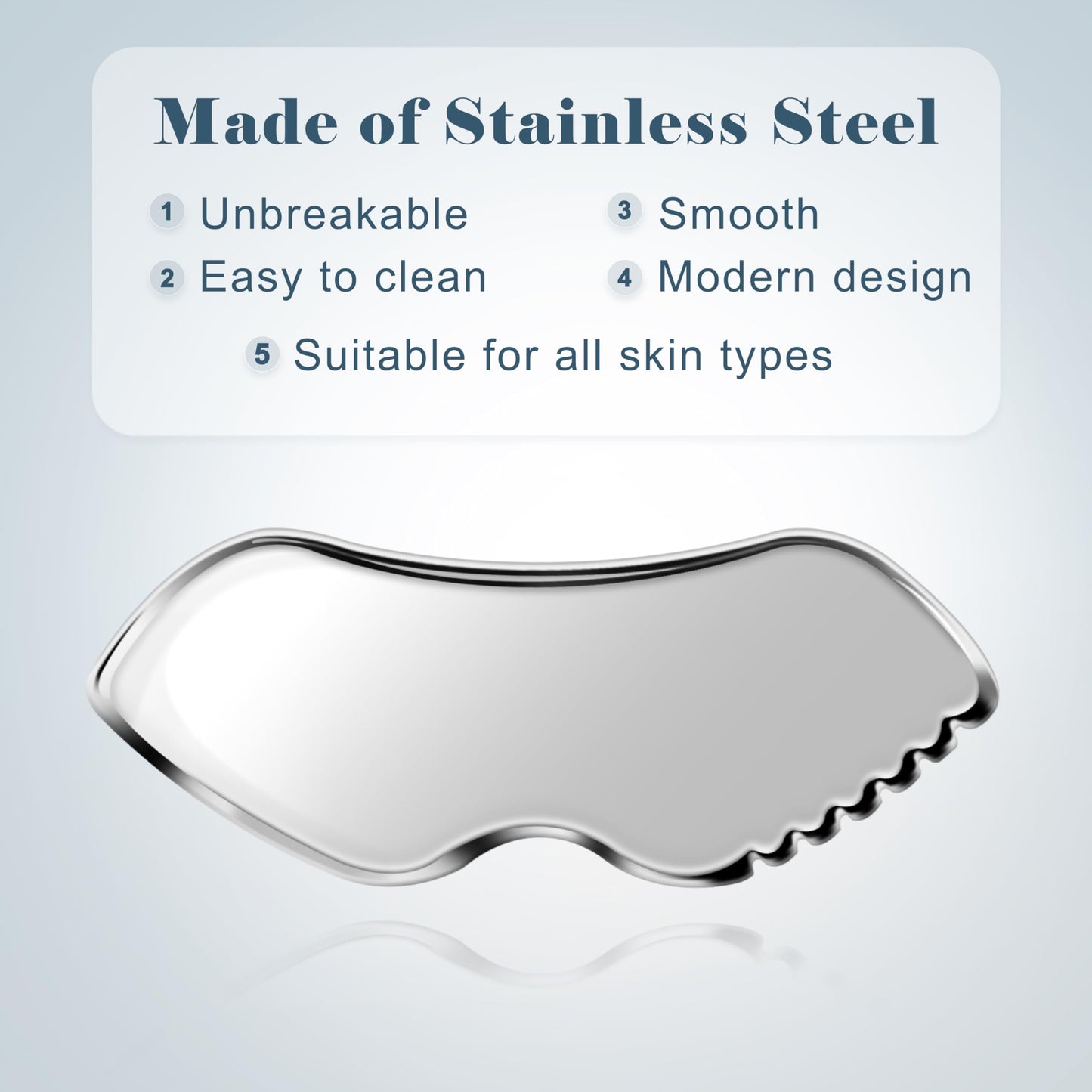 MoHern 2 Pcs Stainless Steel Gua Sha Tool, Gua Sha Facial Tools, Durable GuaSha Tool for Jawline Sculpting, Face Massager, Puffiness Reducing, Skin-Care Gift