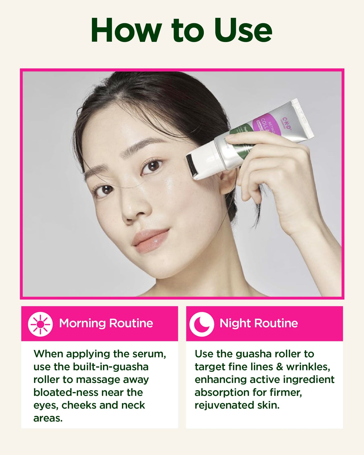 CKD Retinal Collagen Gua Sha Face Serum [Refill] - Lifting Serum for Firming, Tightening, Anti-Aging, and Hydrating. Stainless Steel Roller. Korean Skin Care. 1.35 fl oz