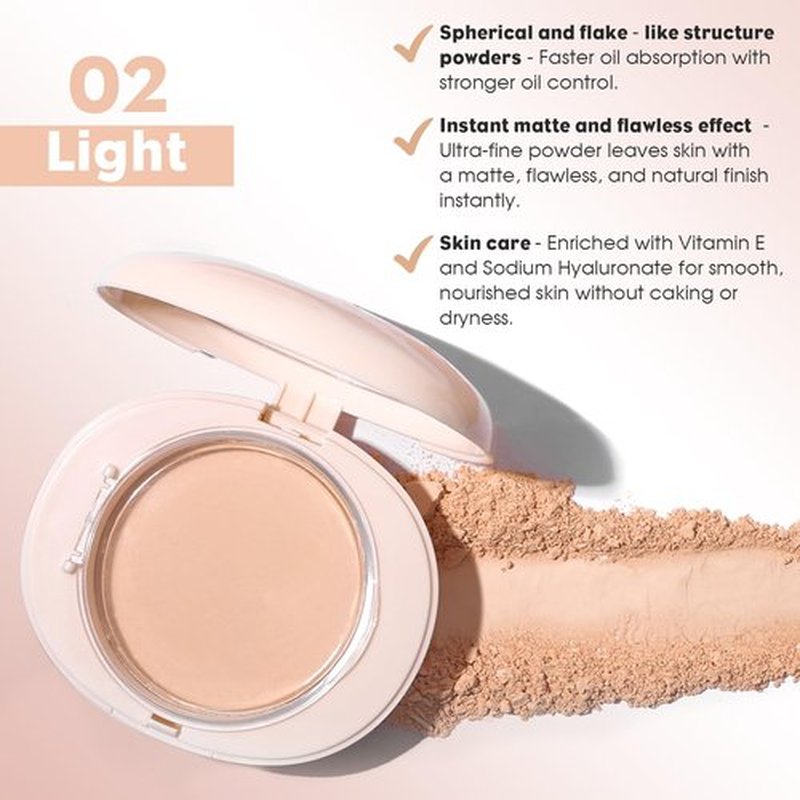 UCANBE 2-in-1 Pressed Face Powder & Foundation Makeup, Matte Oil Control Flawless Setting Powder, Korean Makeup,Waterproof Long Lasting Finishing Powder (Light)