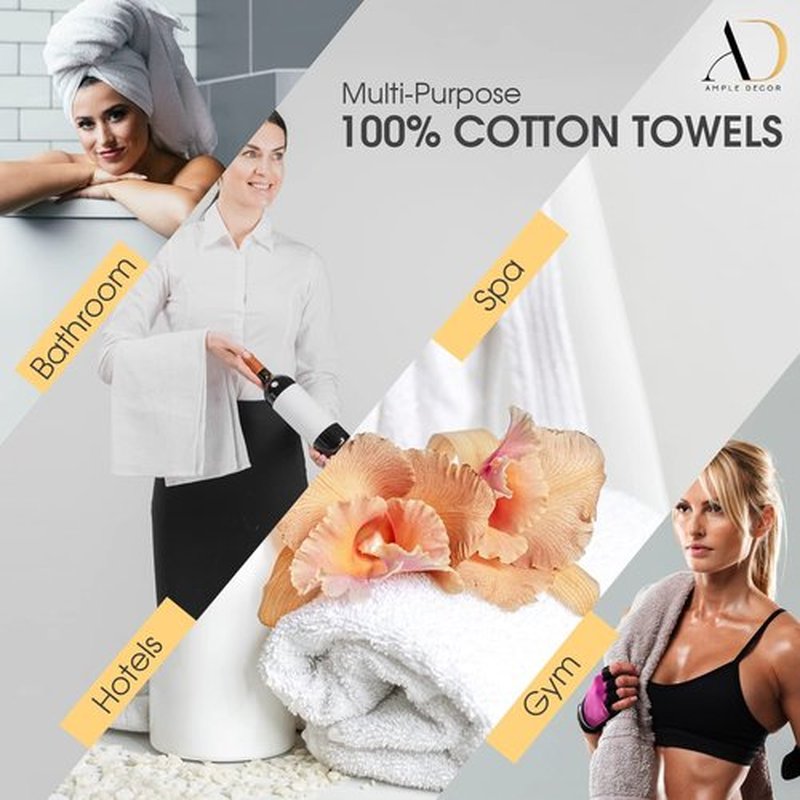 Ample Decor Wash Cloths Pack of 10, Oeko Tex Certified 600 GSM 100% Cotton Soft Absorbent, Premium Quality Durable Machine Washable, Ideal for Bathroom, Pool, Hotel, Spa – Black