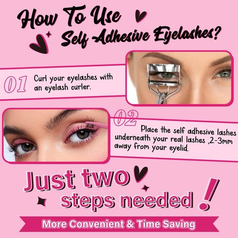 Self Adhesive Eyelashes 40Pcs Lash Clusters Press On Self Stick Lashes Reusable Self-adhesive Eyelash Clusters No Glue No Remover 1 Step Lashes Pre Glued Cluster Lashes Easy to Use(Jasmine,D-8-16mix）