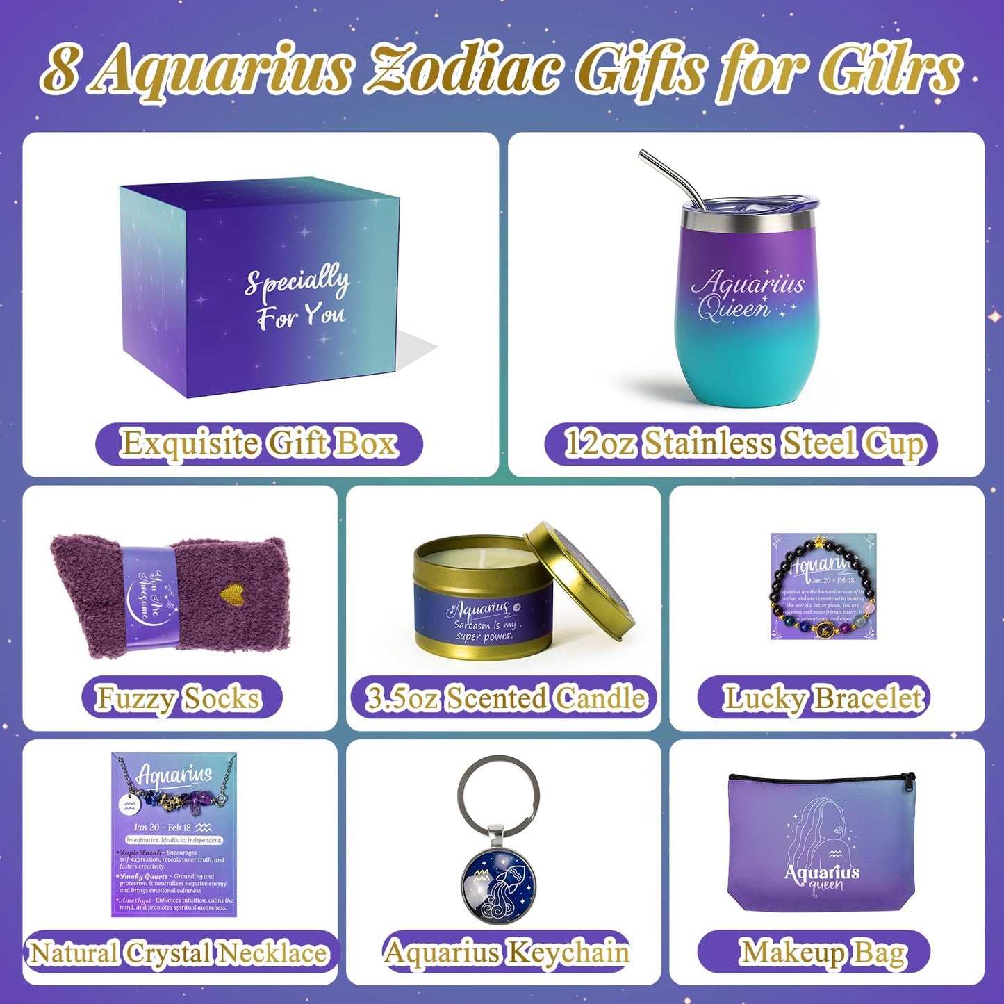 Virgo Birthday Gifts for Women Zodiac Gift Basket Sets for Best friend, Mom, Sister, Wife, Unique Birthday Gift Ideas for Women