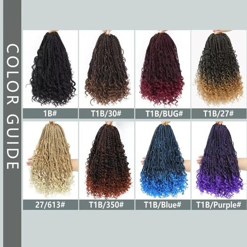 Boho Box Braids Crochet Hair 12 inch 8 Packs Ombre Box Braid Crochet Hair with Curly Ends Goddess Box Braids Crochet Hair Extensions for Black Women(12" 8 Packs, 27/613#)