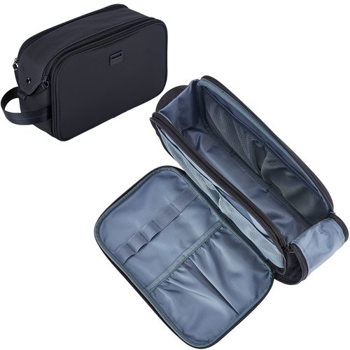 ZEEMO Toiletry Bag for Men, Water-resistant Dopp Kit with Large Capacity for Toiletries and Shaving Accessories, Travel Toiletry Organizer Case, Black