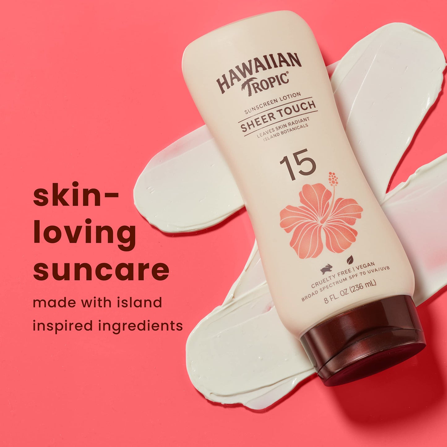Hawaiian Tropic Sunscreen Sheer Touch Broad Spectrum Sun Care Sunscreen Lotion - SPF 15, 8 Ounce (Pack of 2)