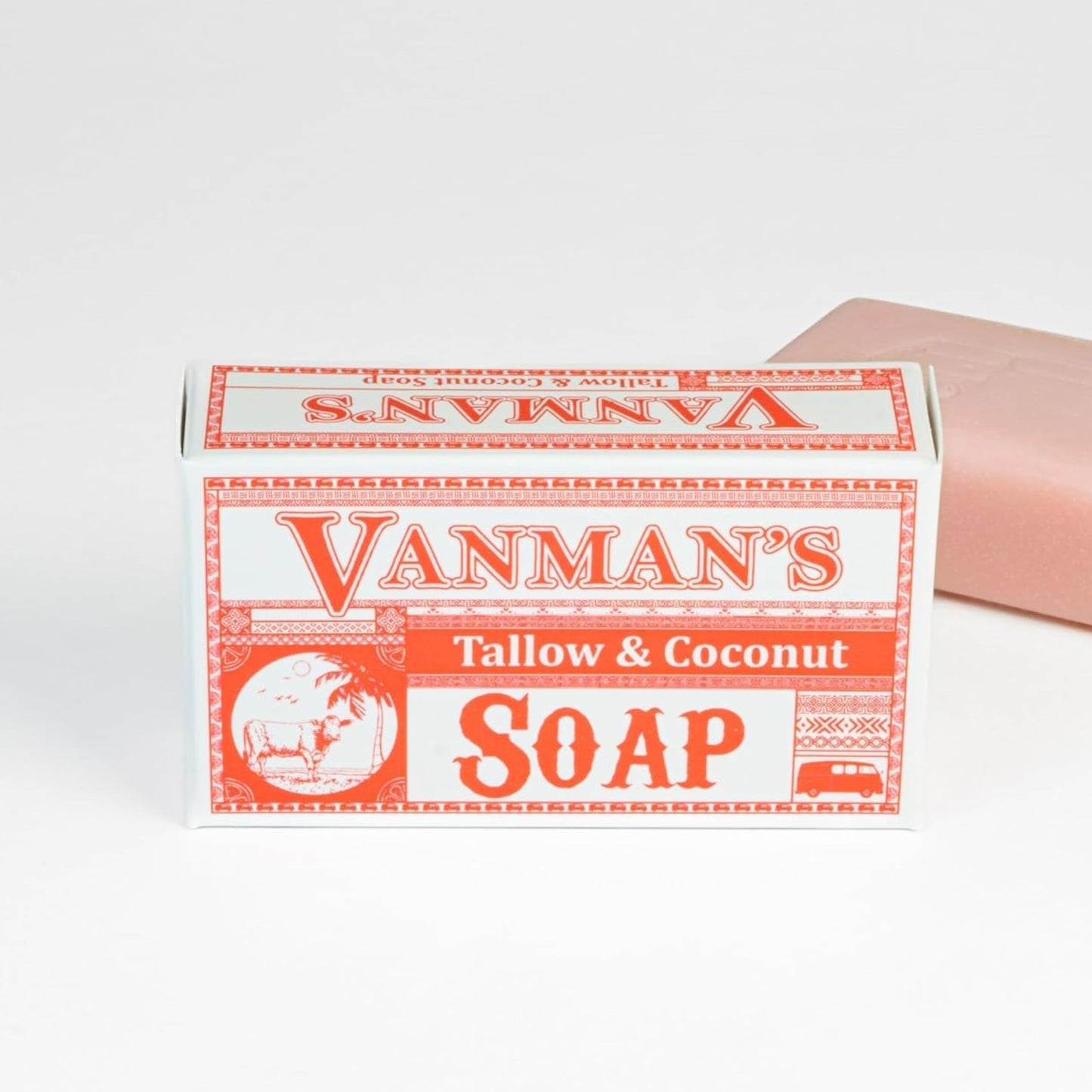 VanMan Beef Tallow and Coconut Oil Bar Soap – Pure Grass-Fed Beef Tallow Soap with Coconut Oil & Kaolin Clay, Subtle Grapefruit Scent, Hydrating & Nourishing, Clean Ingredients, 3.8oz - 5 Pack