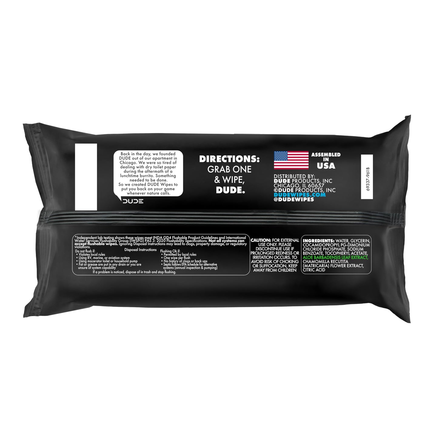 DUDE Wipes Unscented Adult Flushable Wet Wipes, Sensitive Skin, 48 Count