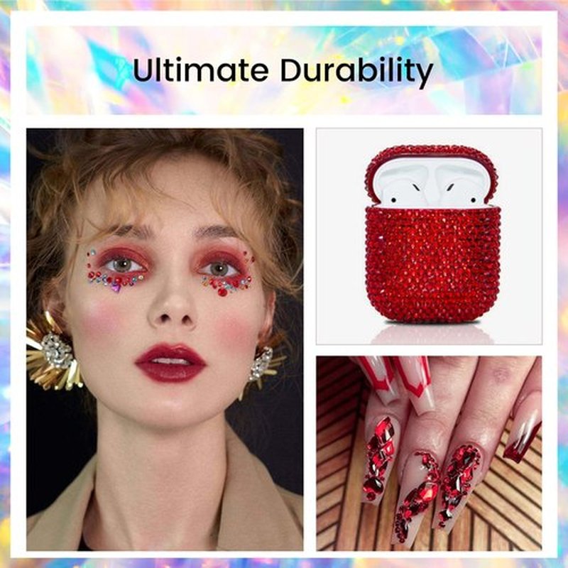 Dark Red Flatback Rhinestones for Crafts Glass Nail Rhinestones Nail Gems Crystals Non Hotfix Rhinestones for Makeup Bags Shoes Decoration DIY(SS20,1440pcs)