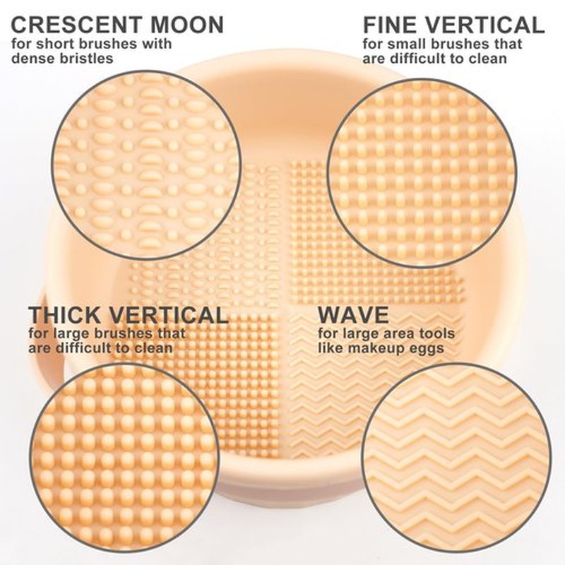 Ranphykx Makeup Brush Cleaner Mat 3 in 1 Silicone Makeup Brush Cleaning Bowl with Drying Holder Brush Cleaning Scrubber Tool Cosmetic Brush Cleaner with Holder for Storage Stand (Pink)