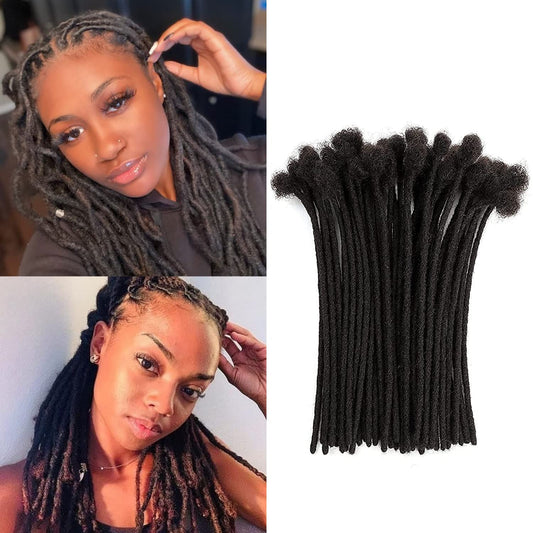Loc Extension Human Hair 8inch 0.6cm Width 100% Real Human Hair Dreadlock Extensions Full Hand-made Permanent Dreadlock Extension for Men and Women Can Be Dyed Bleached Curled