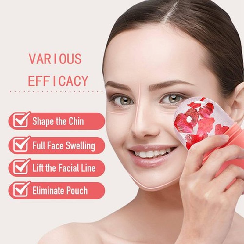 KOGITI Ice Mold for Face, Ice Roller for Face & Eye, Beauty Facial Ice Rollers Ice Holder Mold Face Puffiness Relief Massage Skin Care Tools, Ice Facial Cube (Brush-Pink)