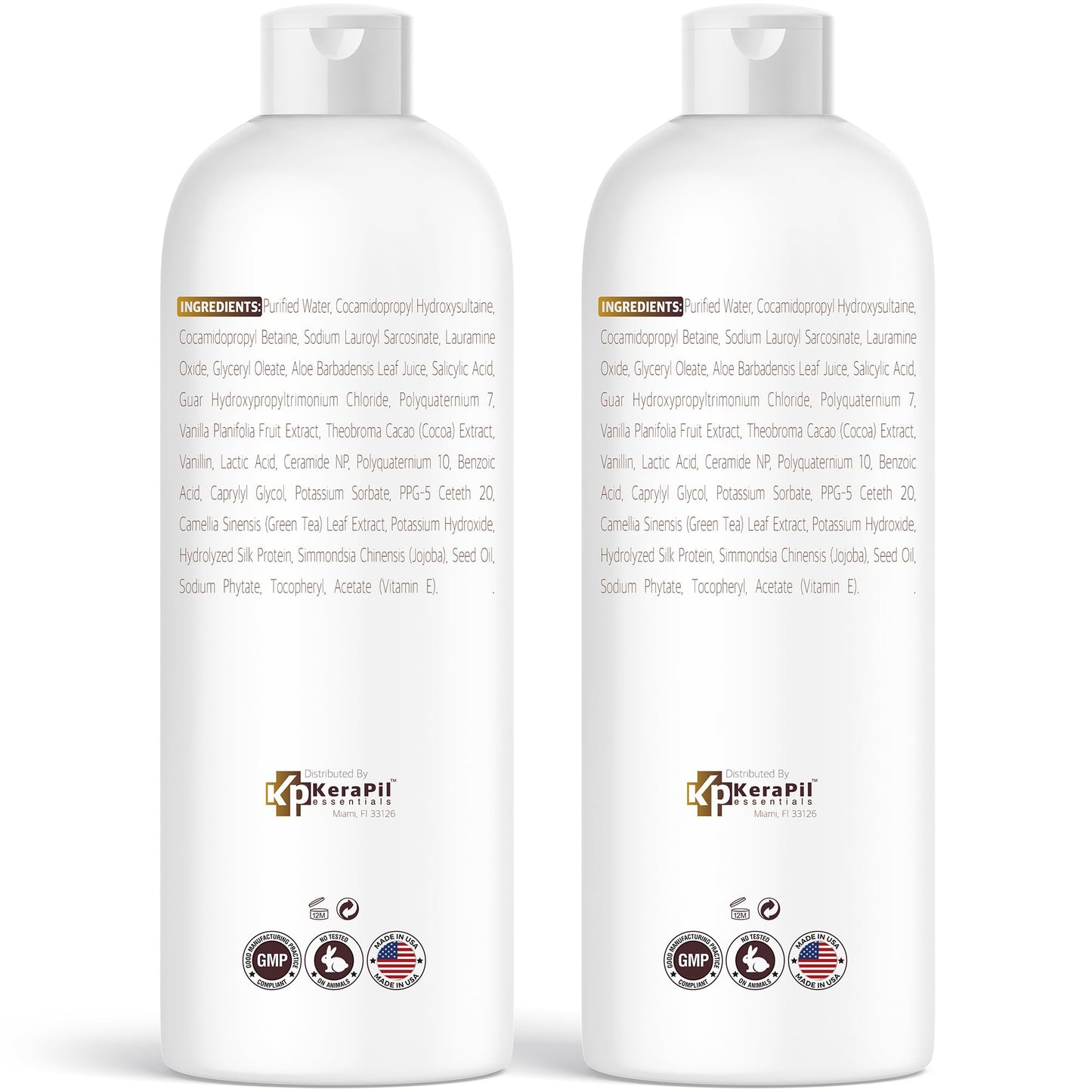 KERAPIL Vanilla Salicylic Acid Body Wash - Gentle Exfoliates Rough and Bumpy Skin, KP and Acne, With BHA & AHA - Made in USA - (16 fl oz x 2)
