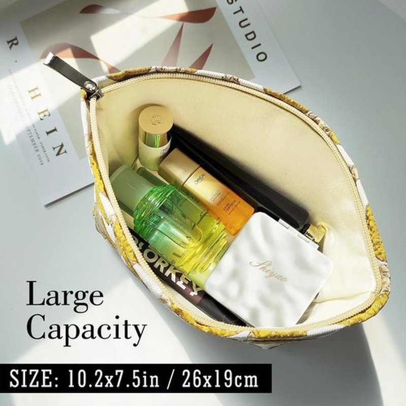 STARDW Cute Makeup Bag Cosmetic Bags for Women and Girls,Travel Makeup Bag Large Capacity Canvas Makeup Bag,Makeup Organizer Bag Zipper Pouch (Yellow Mushroom)
