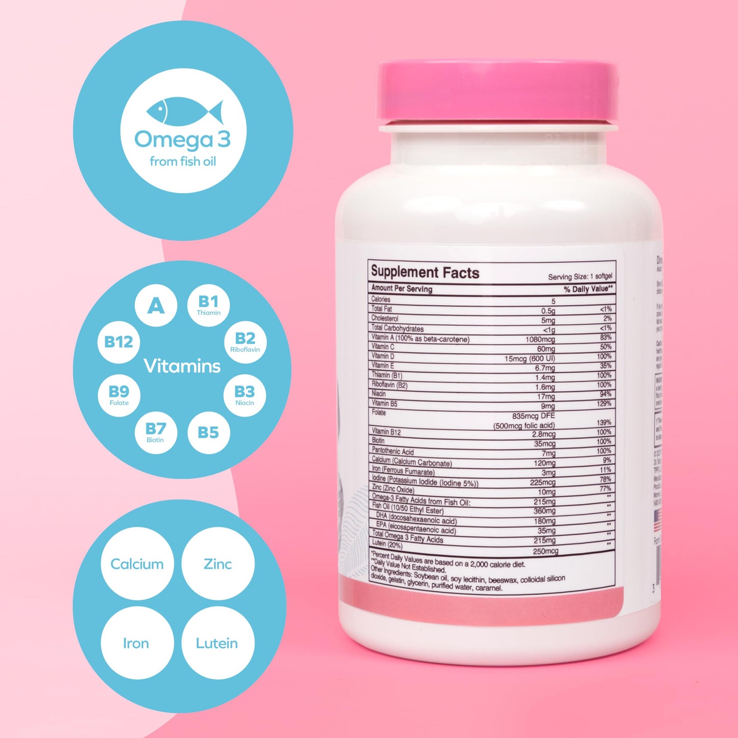 Dr. Talbot's Mom Postnatal Multi-Vitamin - DHA, Folic Acid, Vitamins, and More - Supports New Moms to Better Wellness - 60 Softgels