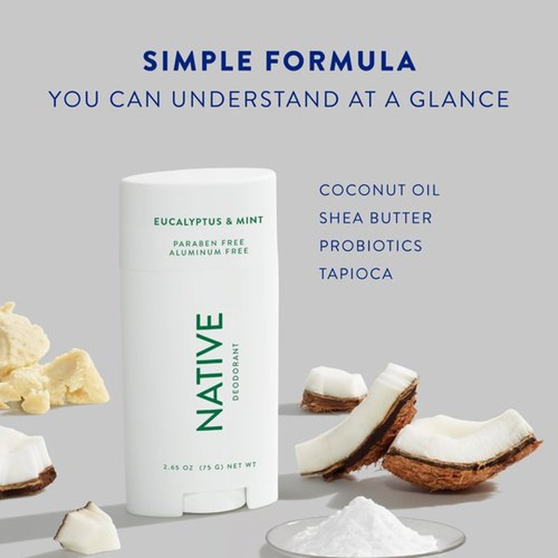 Native Deodorant | Natural Deodorant for Men, Aluminum Free with Baking Soda, Coconut Oil and Shea Butter | Eucalyptus & Mint