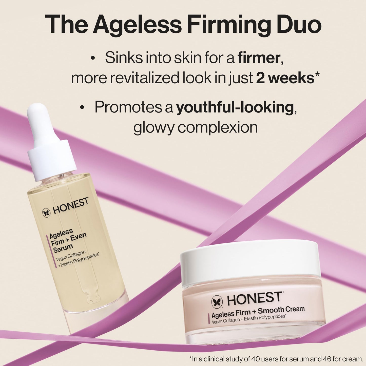 Honest Beauty Ageless Firm and Even Serum, Powered by Vegan Collagen Elastin Polypeptides, Firmer-Looking Skin, Fragrance Free, EWG Verified, Cruelty-Free, 1 fl oz