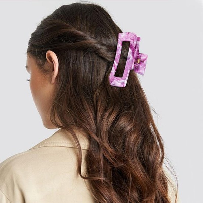 SHINLEA 3PCS Hair Claw Clips for Women, 4.1 Inch Non-slip Hair Clips for Thin Hair, Strong Hold Hair Claw, Reference Ink Painting Design, Hair Accessories for Girls Gifts (Brown & Green & Purple)