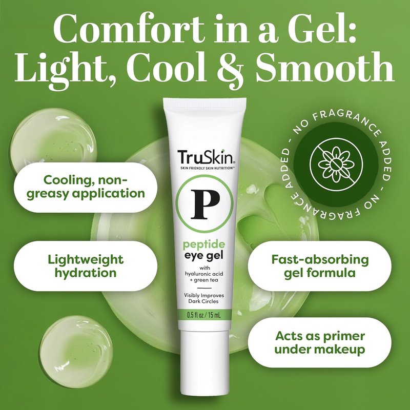 TruSkin Peptide Eye Cream Gel - Hydrating Under Eye Treatment for Dark Circles & Fine Lines | 0.5 Fl Oz