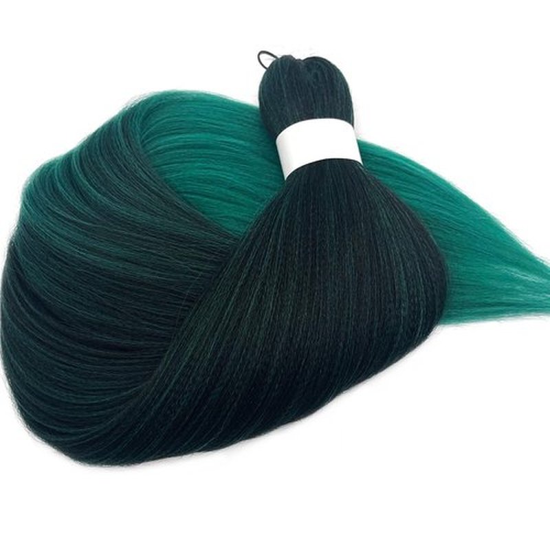 UPruyo 1b Green Pre Stretched Braiding Hair Green Ombre Braiding Hair Pre Stretched Synthetic Hair Extensions for Braiding Box Braids Yaki Knotless Hypoallergenic Prestretched Braiding Hair 26 inch