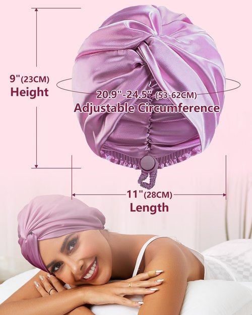 HFRHTGY Adjustable Silk Satin Hair Bonnet for Sleeping, Double Layer Hair Wrap Sleep Cap Turban for Women Men, Curly Straight Hair Long Large Braid Unisex (Royal Deep Purple)
