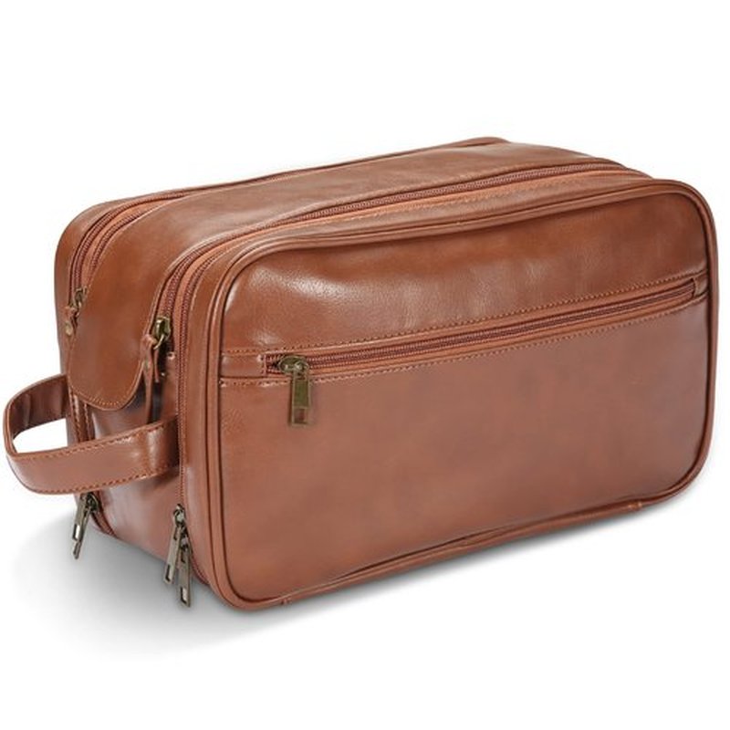 BNSPOCKET Personalized Leather Travel Toiletry Bag for Women, Medium Travel Bathroom Shaving Dopp Kit, Medium Cosmetic Travel Bag Waterproof