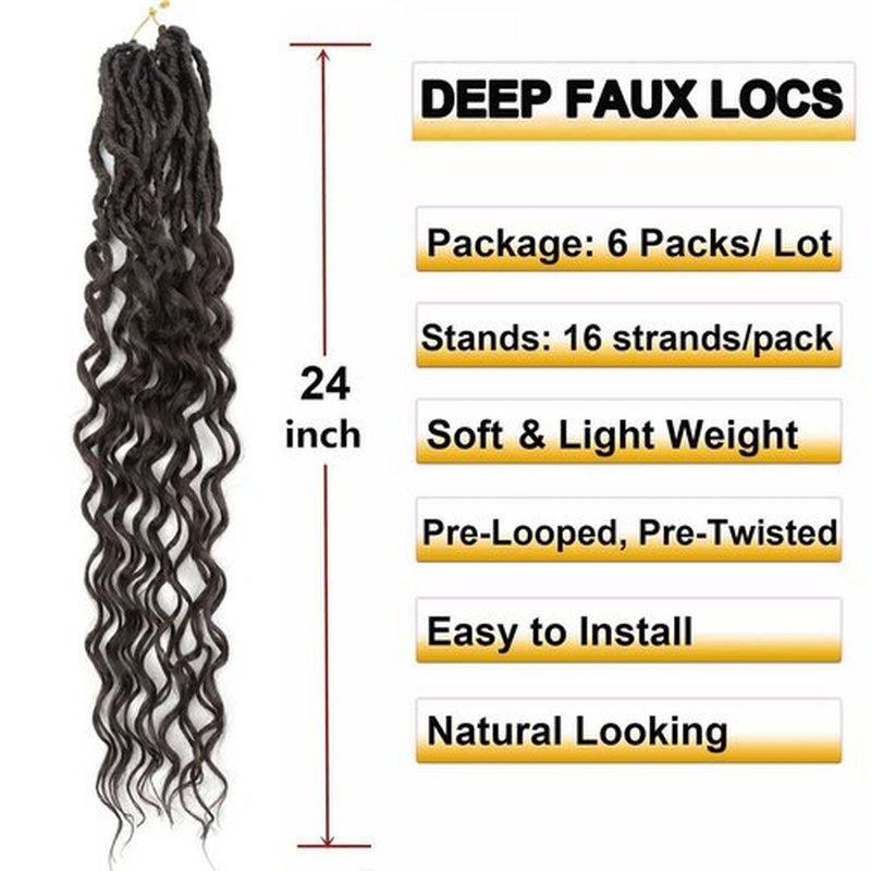 24 Inch Faux Locs Crochet Hair 6 Packs Soft Goddess Locs Crochet Braids Pre Looped Crochet Hair Extensions for Women (24 Inch, 4)