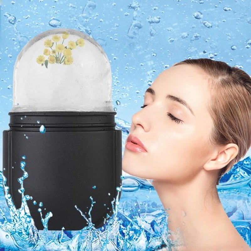 Ice Roller Mold-Ice Roller for Face and Eye，Beauty Cube Brighten Skin &Enhance Natural Glow &Remove Fine Lines，Facial Beauty Ice Roller Skin Care Tools (Oval, black)