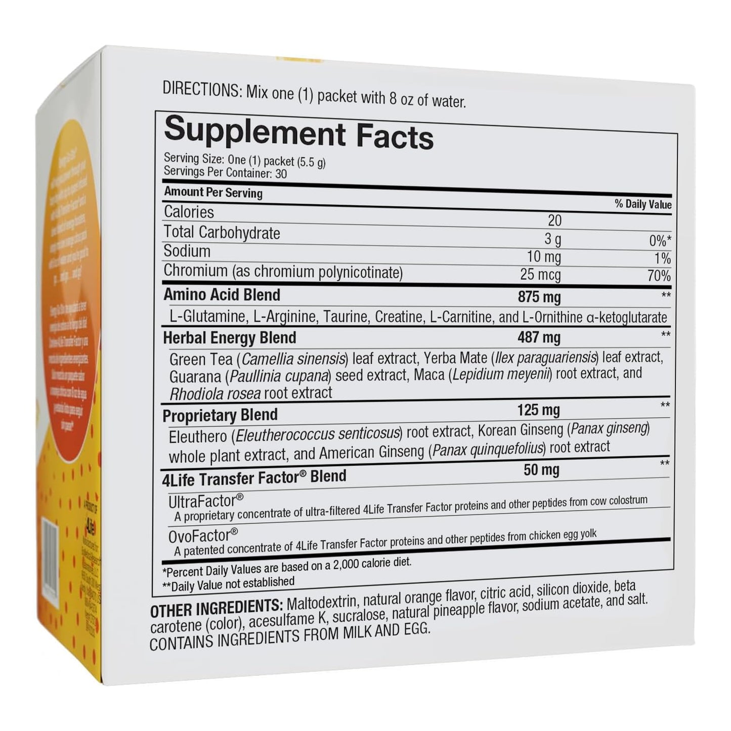4Life Energy Go Stix Orange Citrus Drink Mix with Amino Acids, 30 Packets