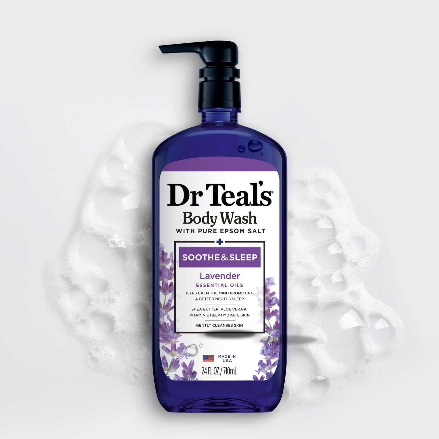 Dr Teal's Body Wash with Pure Epsom Salt, Soothe & Sleep with Lavender, 24 fl oz (Pack of 2)