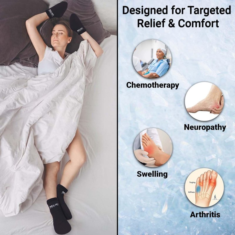 Cold Therapy Socks & Hand Ice Pack Cooling Gloves - Chemotherapy Relief for Neuropathy | Large Size