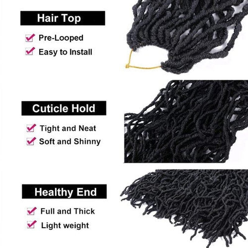 6 Packs Soft Locs Crochet Hair Pre Looped 18 Inch Faux Locs Crochet Braids Goddess Curly Wavy Locs Crochet Loc Hair for Black Women (18 Inch (Pack of 6), 1B)