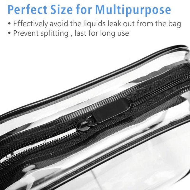 PACKISM TSA Approved Toiletry Bag - Clear Makeup Bags in 2 Size, Durable with Supporting Frame, Perfect for Travel Essentials, Carry-on Airport Airline Compliant Bag, Black