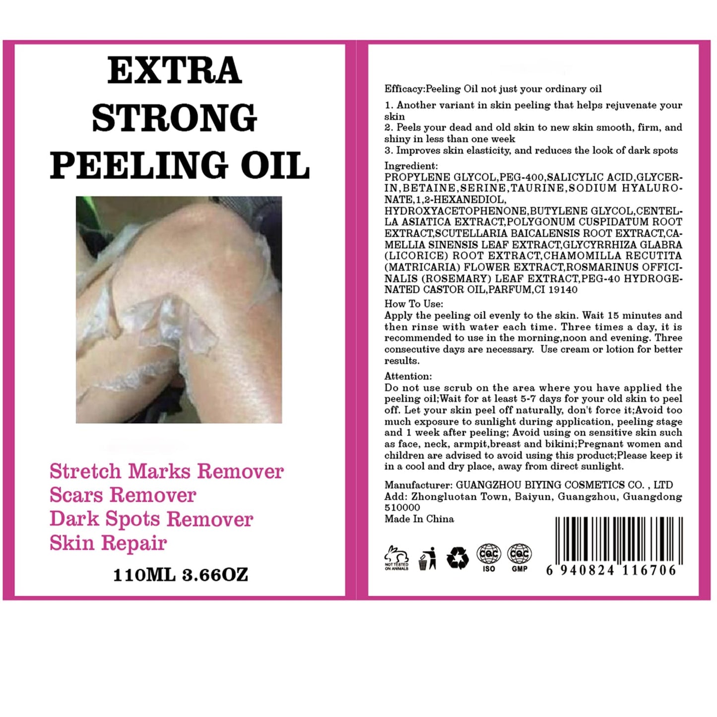 Yellow Peeling Oil, Peeling Oil for Dark Skin