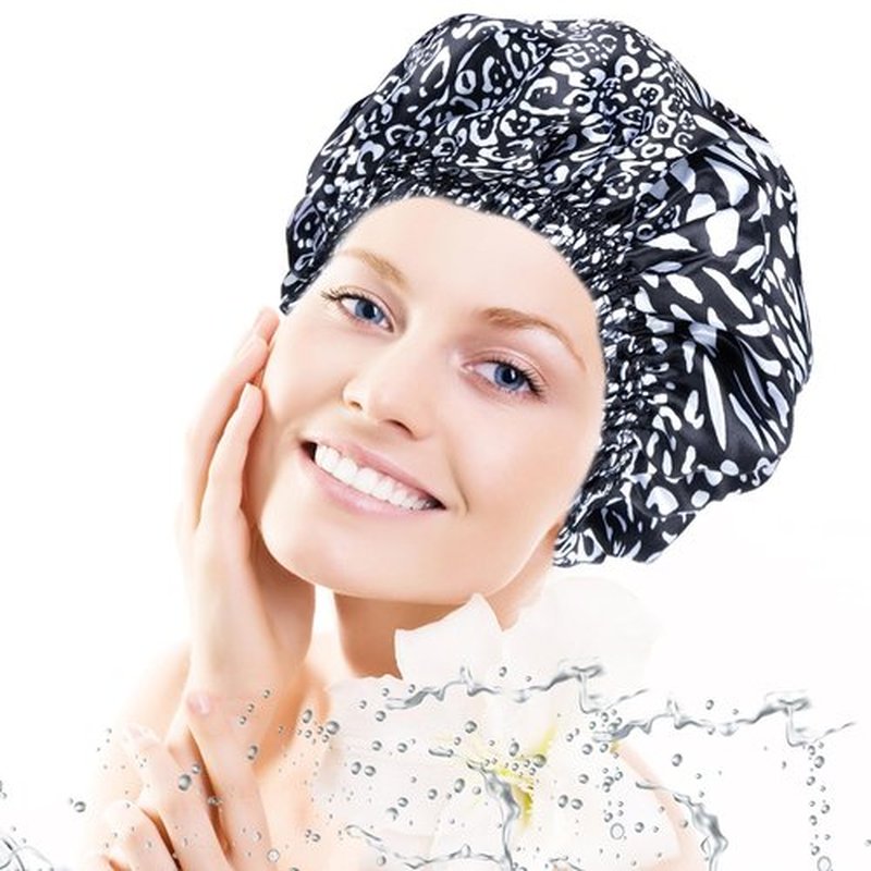 4 PCS Shower Caps for Women, Elastic and Reusable Bath Caps, Double Waterproof Layers Shower Cap, Bathing Shower Caps, Environmental Protection Hair Bath Hat - Printed Color