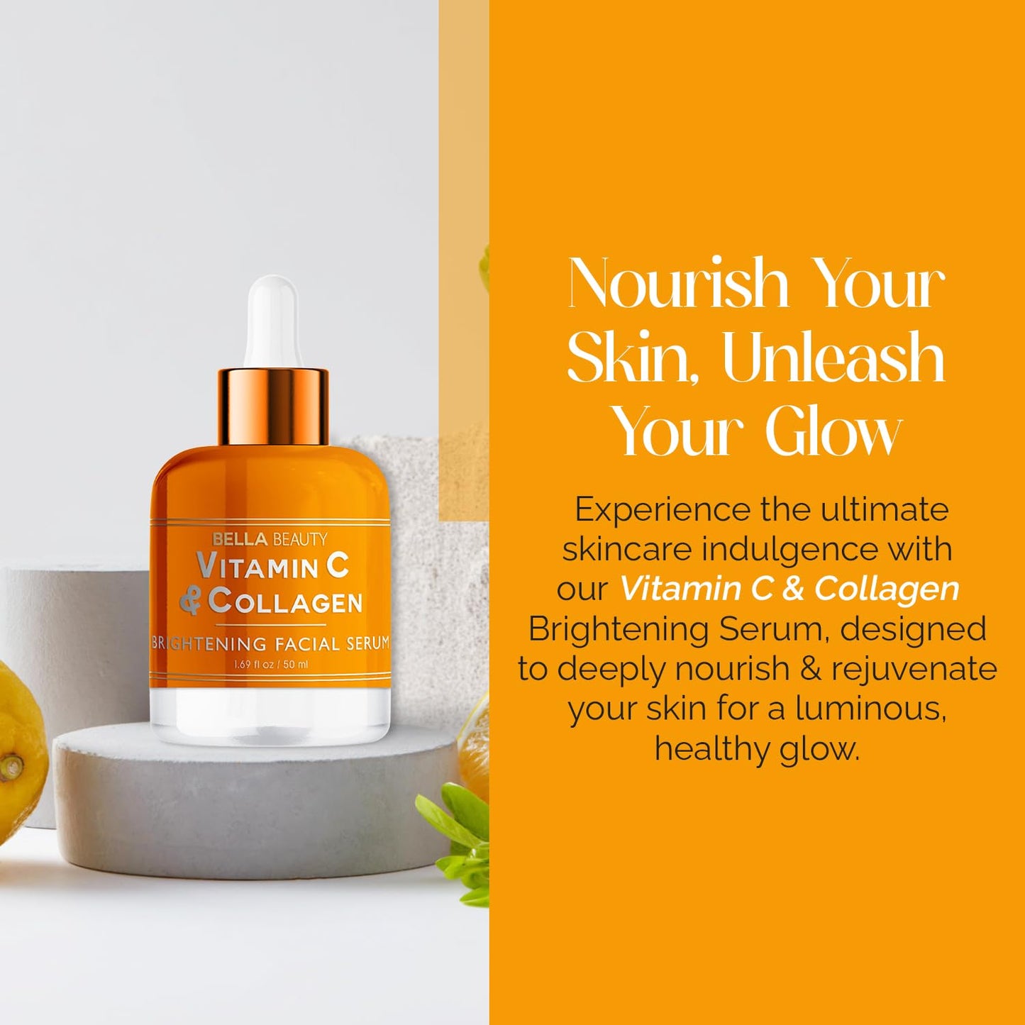 Bella Beauty Vitamin C Serum with Collagen - Dark Spot Reduction, Skin & Anti-Aging - Dermatologist Tested, Cruelty-Free Korean Skin Care for All Skin Types - 1.69 Fl. Oz