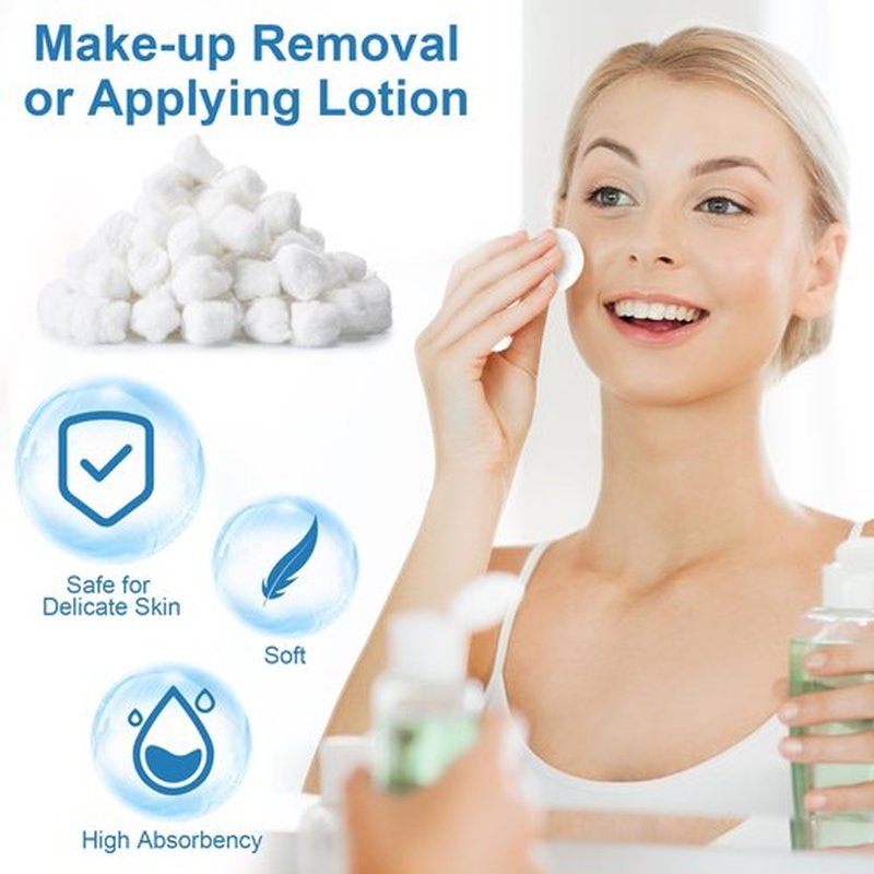Heigble 4000 Pcs Soft Cotton Ball Bulk Organic Medium Cotton Ball Absorbent Multipurpose Pure Cotton Ball for Nail Polish Remover Makeup Removal First Aid Face Crafting Cleaning Skin Applying Lotion