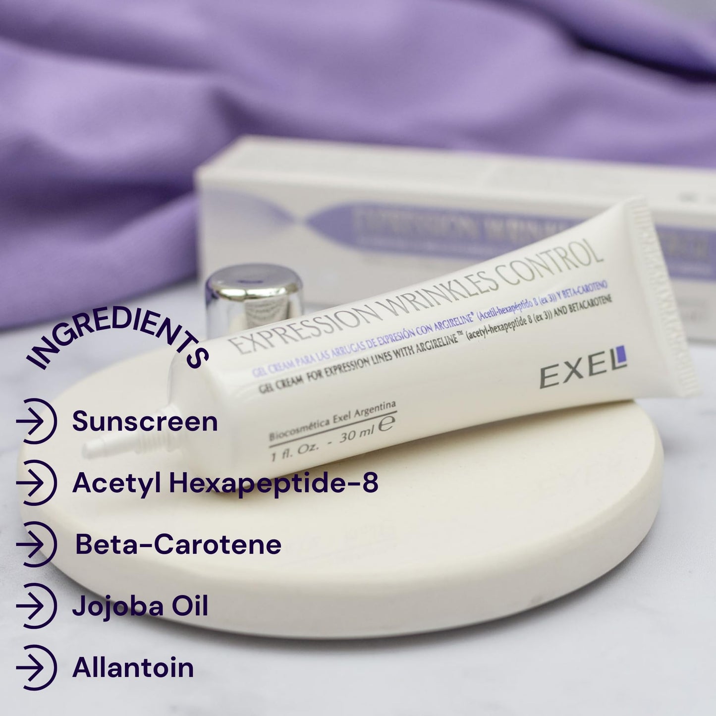 EXEL Peptide Gel Cream for Expression Lines – Lightweight Face Moisturizer with Acetyl Hexapeptide-8 – Evanescent Texture for Fine Wrinkles – 30 ml