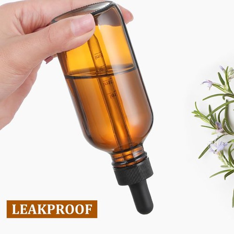4 Pack 100ml Glass Dropper Bottles with Measured Dropper - 3.4oz Dark Amber Tincture Bottles with Calibrated Glass Eye Dropper (1ml), Leakproof Essential Oil Bottles for Health, Personal Care & Beauty