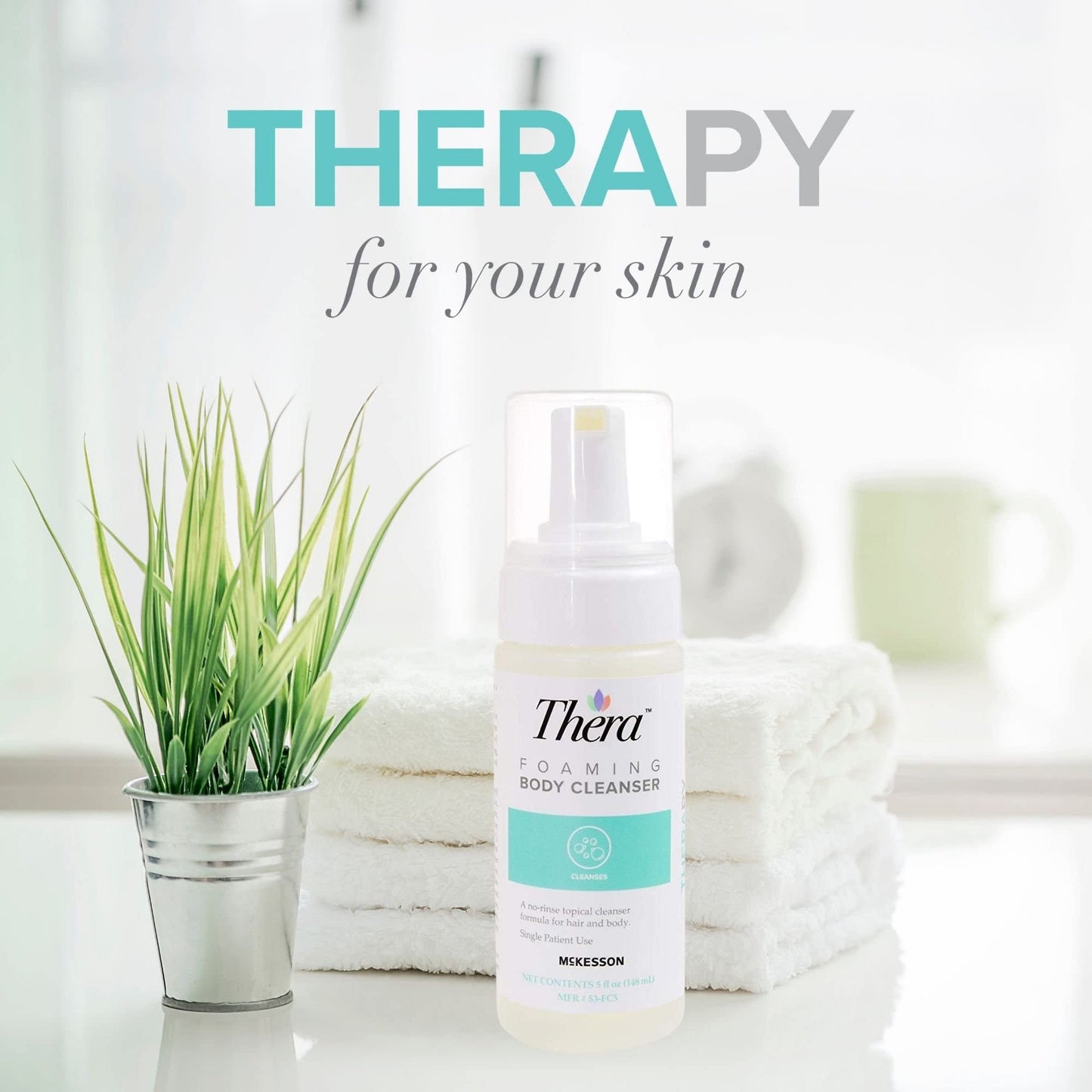 Thera Foaming Body and Hair Cleanser, Rinse-Free Exfoliating Foam, 5 oz, 1 Count