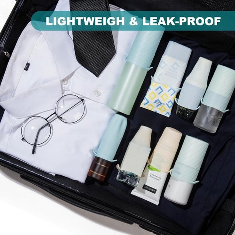 Mrsdry 8 Pack Silicone Bottle Covers, Travel Leak Locks, Elastic Sleeves for Leak Proofing Travel, Travel Size Container Silicone Sleeves, Travel Accessories for Shampoo Body Wash Skincare Bottles