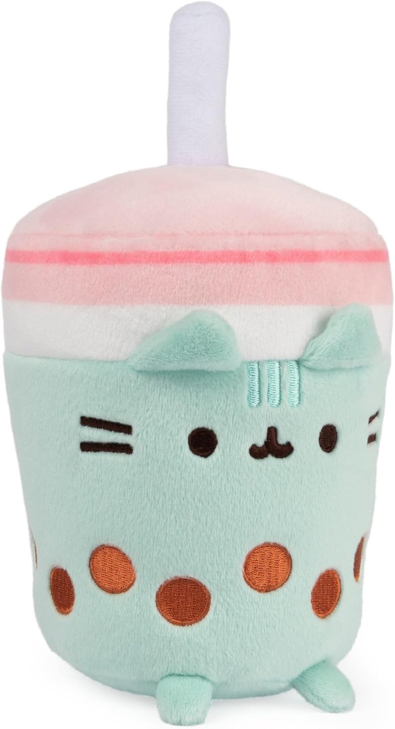 Pusheen Boba Tea Cup Plush Cat Stuffed Animal | Soft Green/Pink Toy for Ages 8+ - 6”