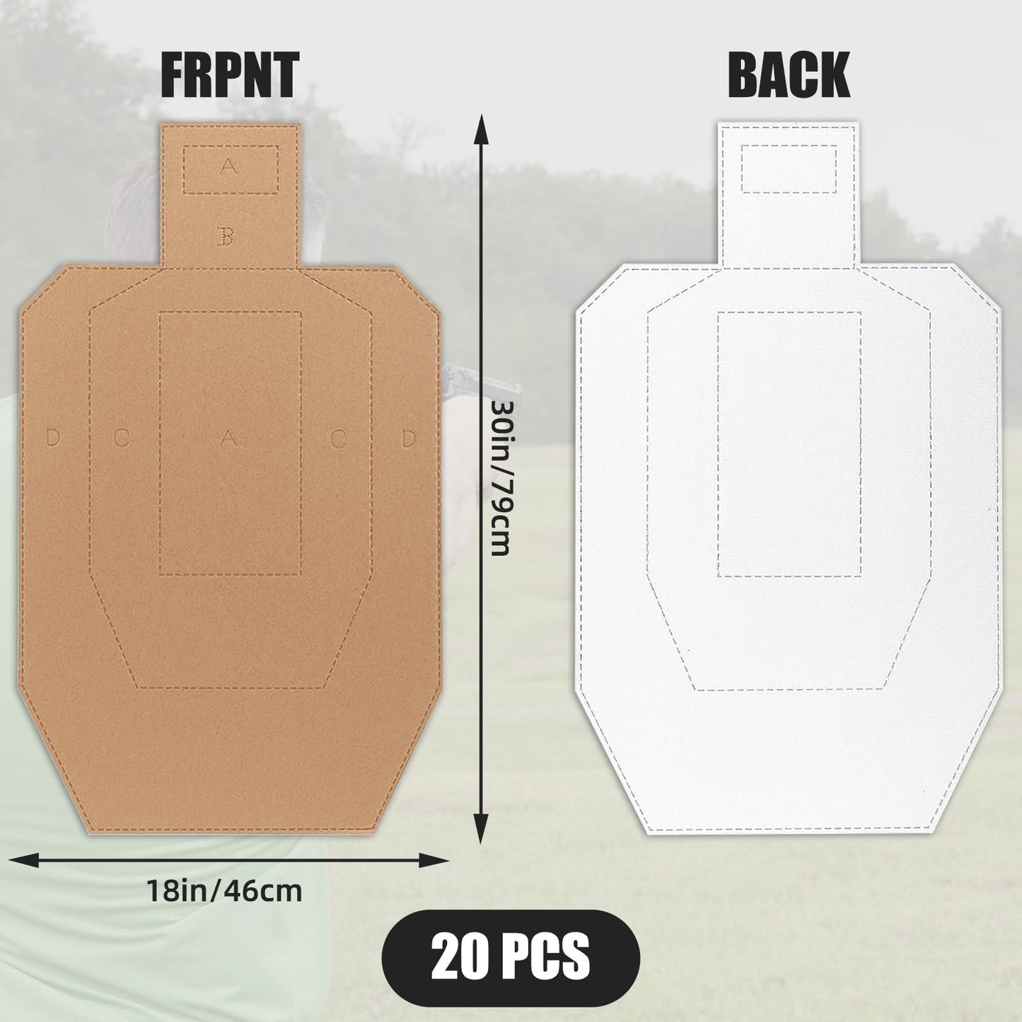 Shooting Targets, Cardboard and 1000PCS Target Pasters, 30 * 18 inch Tactical Range Shooting Targets for the Range, Cardboard for Practice (30x18, 20 pcs)