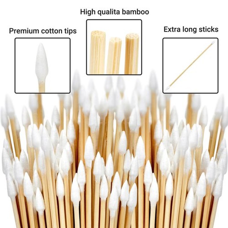 900PCS Double Pointed 6'' Long Cotton Swabs with Durable Stem, Lint- Free Gun Cleaning Swabs Pure Cotton Tips for Gun Maintenance, Makeup, Pet Care, Equipment (1800 Tips)