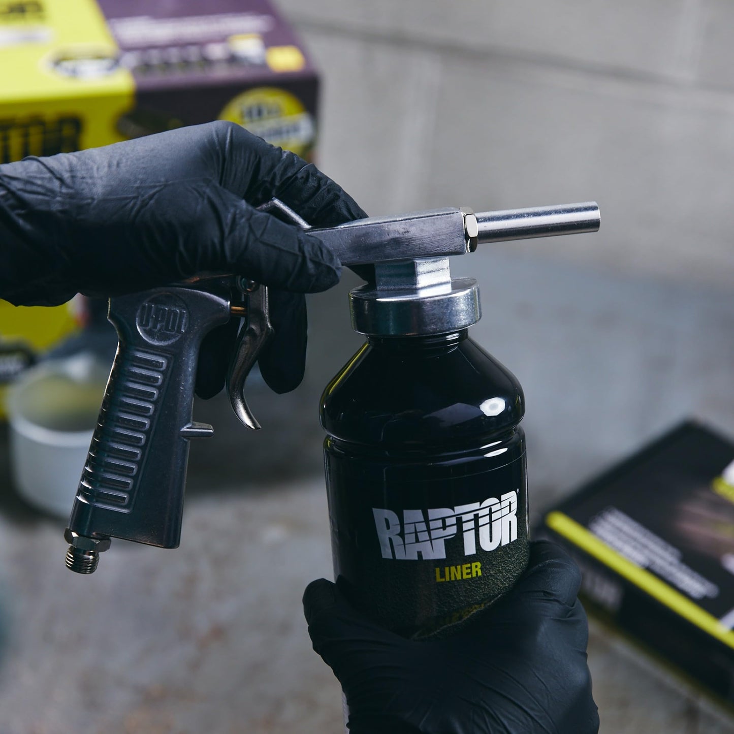 U-POL Raptor Black 0820VG with Spray Gun Bed Liner Kit – 4 Quarts, 2K Urethane, UV Resistant Protective Coating, DIY Spray-On Truck Bed Liner