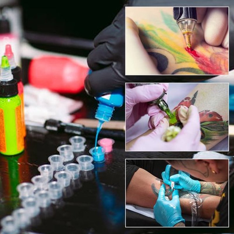 Tattoo Practice Skins with Mixed Ink Cups - Autdor 310Pcs Tattoo Fake Skin and Ink Caps Kit Includes Mixed 300Pcs Pigment Ink Cups #9 Small #13 Medium #16 Large and 10Pcs Tattoo Skin